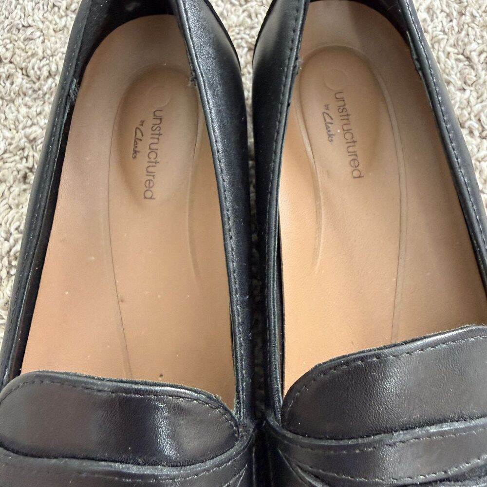 CLARKS Women's Un Blush Go Penny Loafer Black Leather Size 5.5 M Classic - Picture 5 of 6